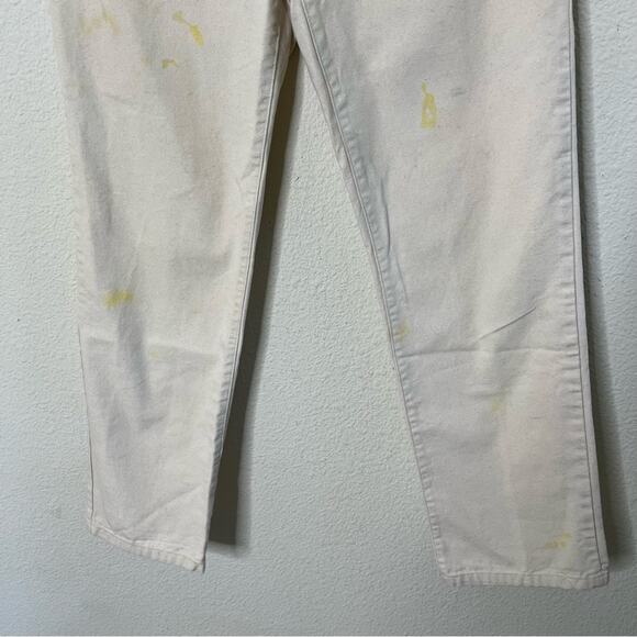 Lykke Wullf Perfected Ranch Pant Cream Canvas Paint Splatter Womens Size 4 - Picture 5 of 10